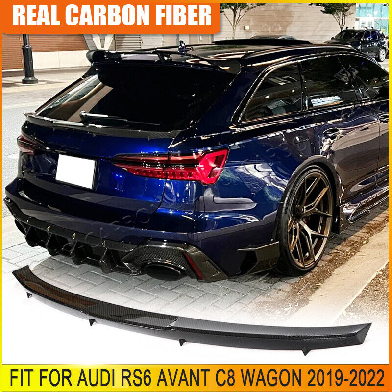 Fits Audi A6 Avant RS6 C8 Wagon 2019UP Dry Carbon Rear Trunk middle Spoiler Wing