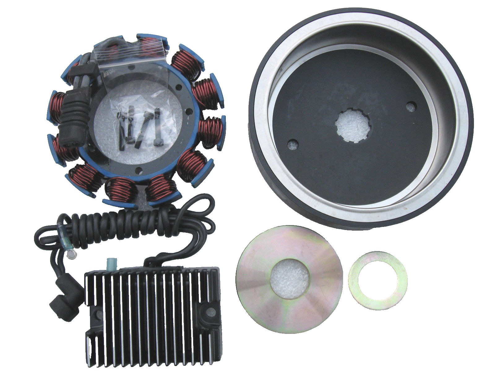 32AMP Complete Charging System fits Harley Evo & S&S sealed rotor black RR