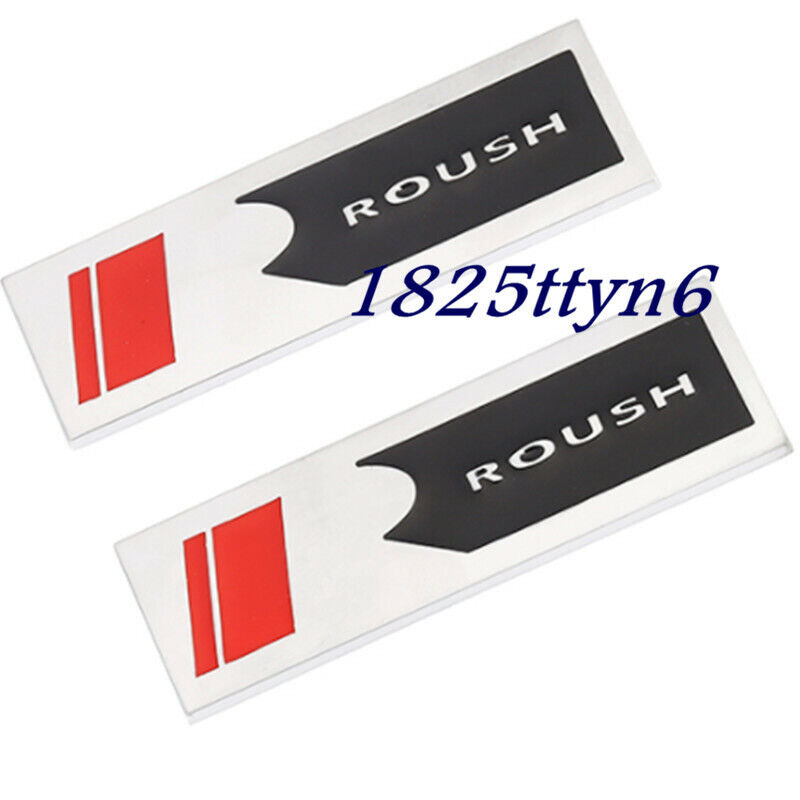 For Mustang R ROUSH Car Side Fender Badge Metal Emblem Stickers Black Red 2x