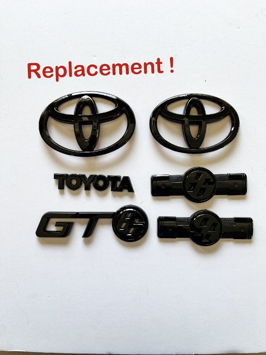 For 2012-16 Toyota GT86 Scion FRS Front Rear Set Gloss Black Fender Emblem Badge