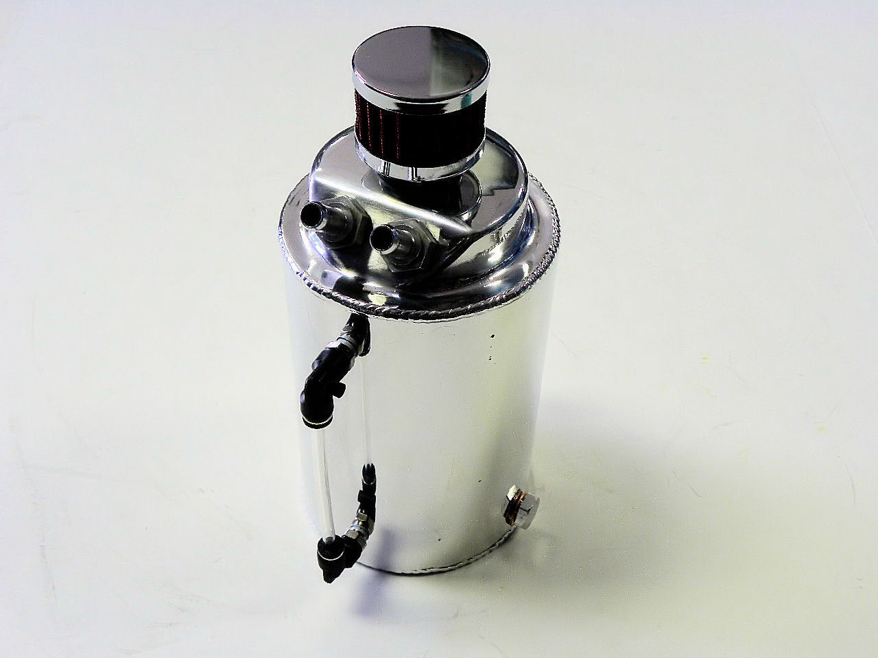 VMS POLISHED ALUMINUM 2 LITER OIL RESERVOIR CATCH CAN TANK WITH BREATHER FILTER