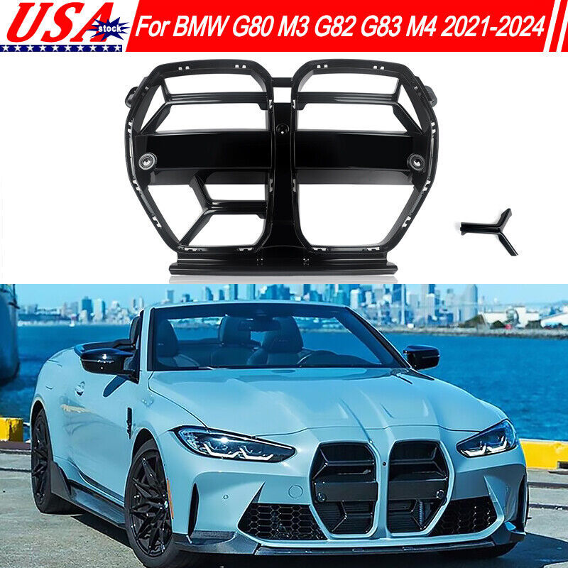 CSL Front Bumper Grille Grill Fit 2021-2024 BMW G80 M3 G82 G83 M4 Gloss Black