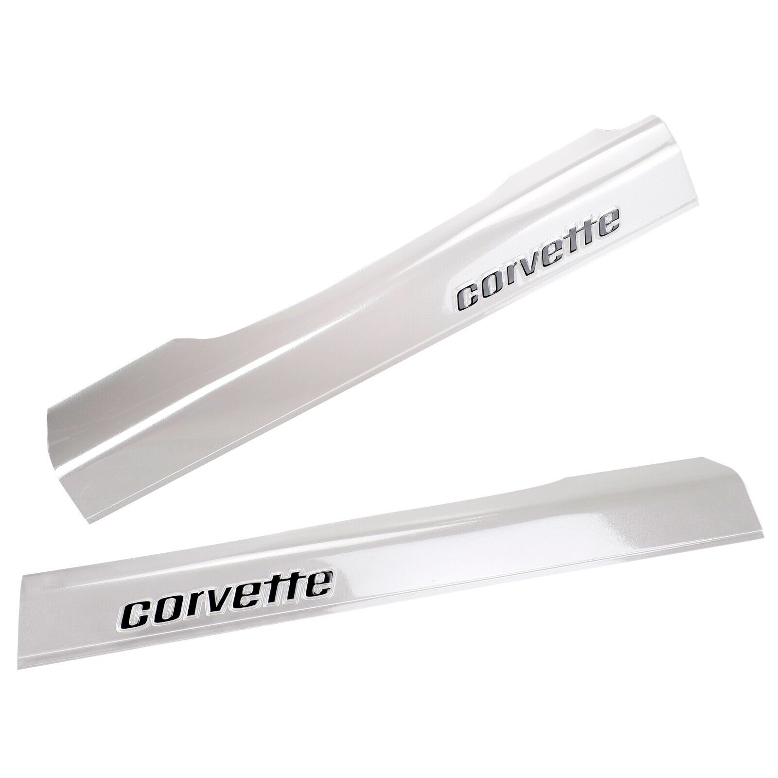2pc OEM GM Corvette Clear Door Sill Guards / Protectors with Logo for 1978-82 C3