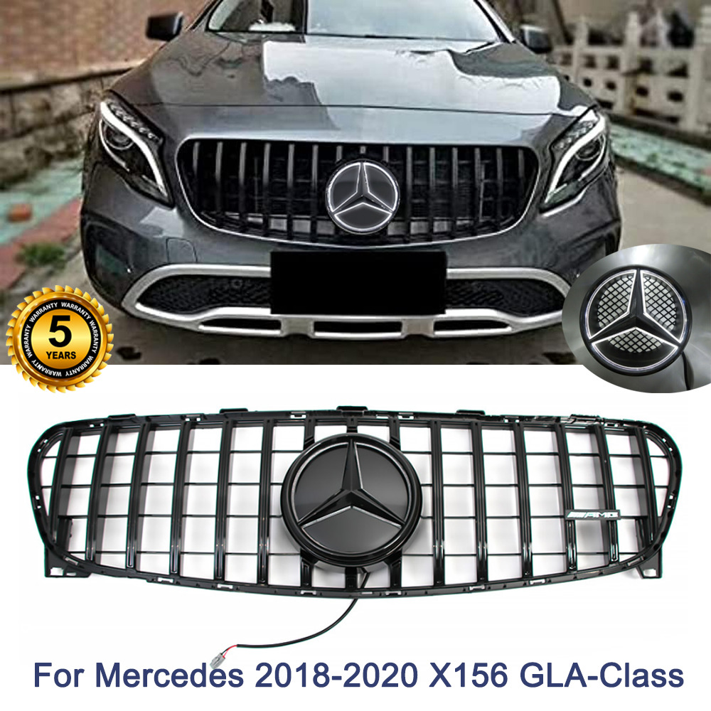 GTR Style Grille W/ LED Emblem For Mercedes Benz GLA-Class X156 GLA250 2018-2020