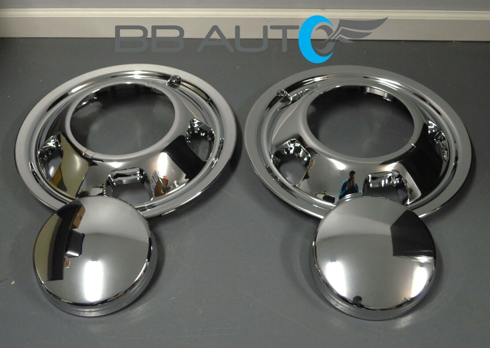4pc Set Front Wheel Chrome Simulators w/ Center Caps for DODGE RAM 3500 DUALLY