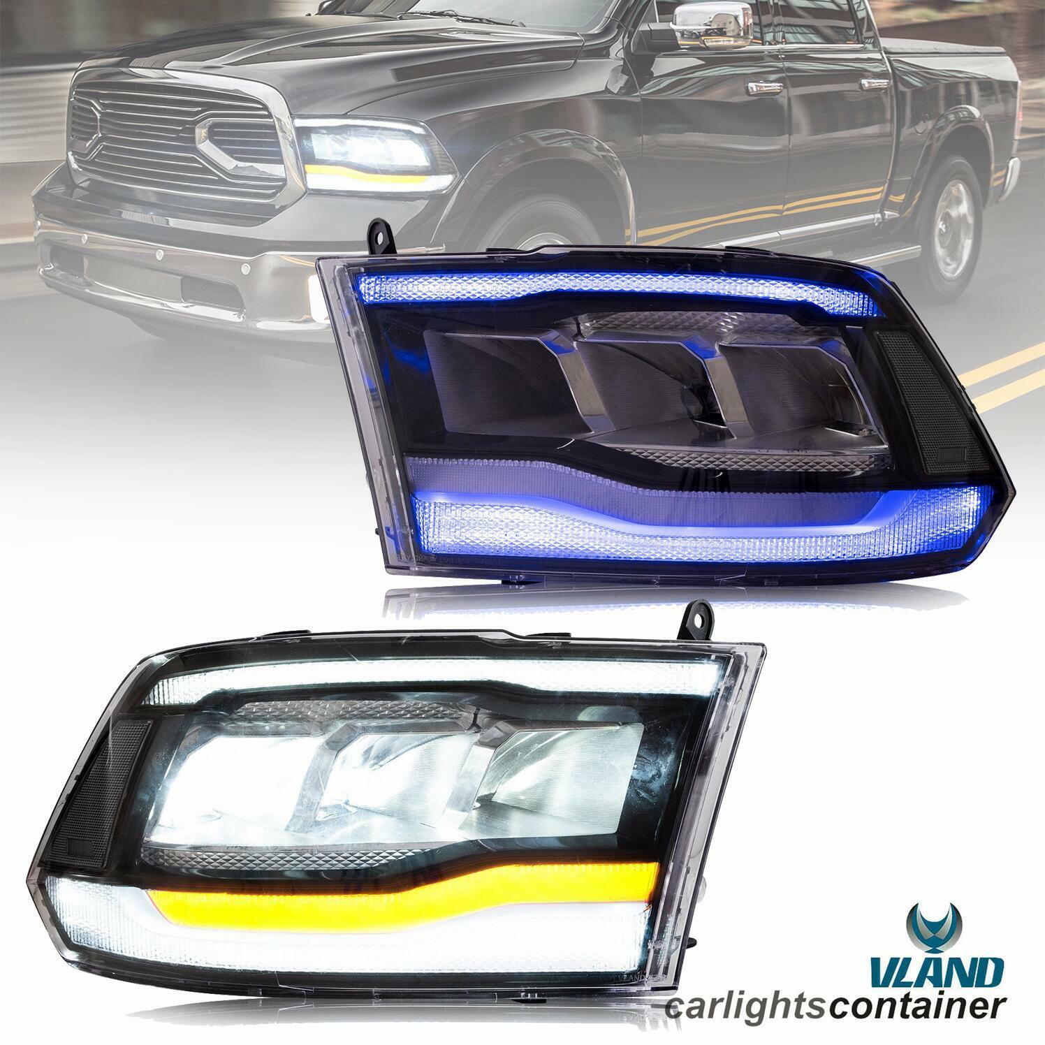 For 09-18 Dodge Ram 1500/2500/3500 Classic 19-21 LED CLEAR Reflector Headlights