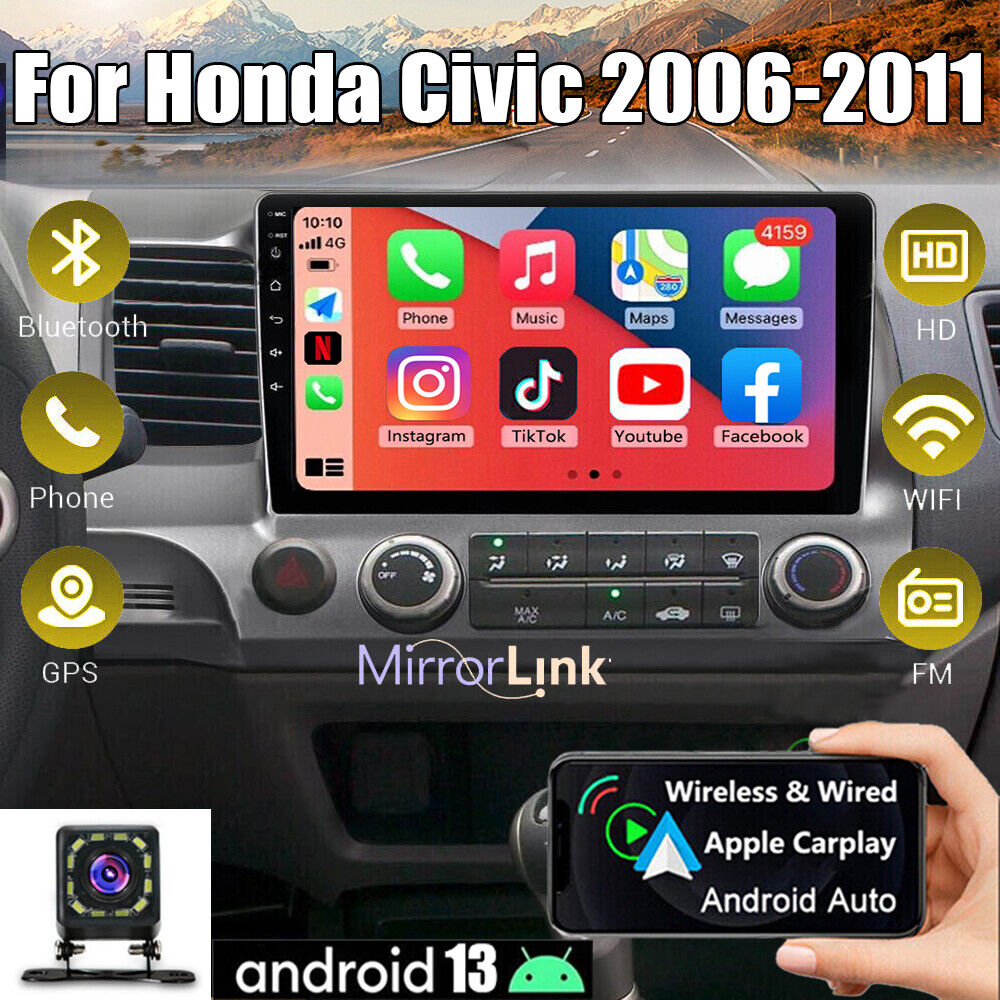 Android 13 Apple CarPlay GPS Navi Car Stereo Radio For Honda Civic 2006-2011