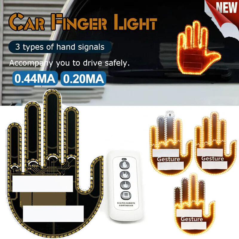 LED Middle Finger Light Middle Finger Gesture Light with Remote Car Signs Light