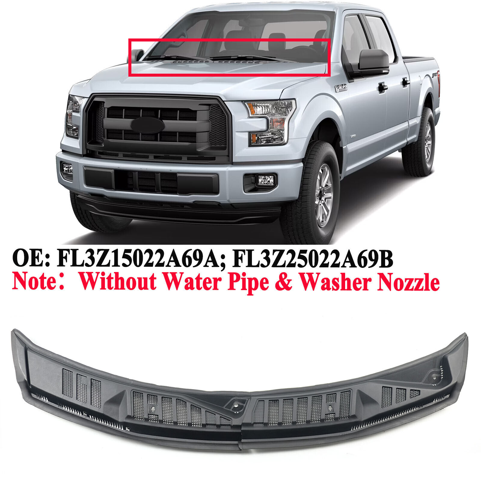 Improved Windshield Window Wiper Cowl Cover Left Right For Ford F-150 2015-2020
