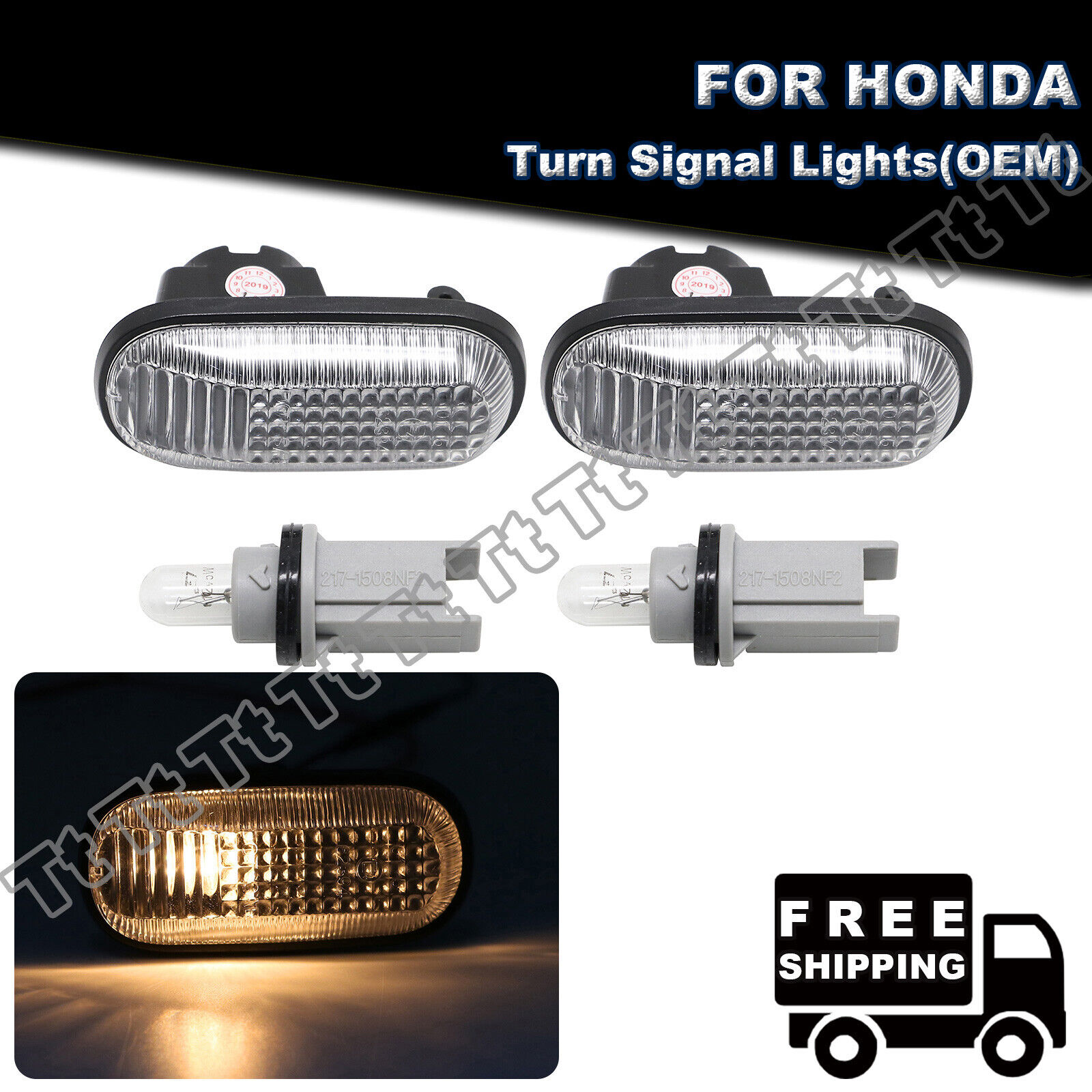 2pcs Side Marker Lights Clear Lens For HONDA S2000 Accord Civic Prelude CRX Fit