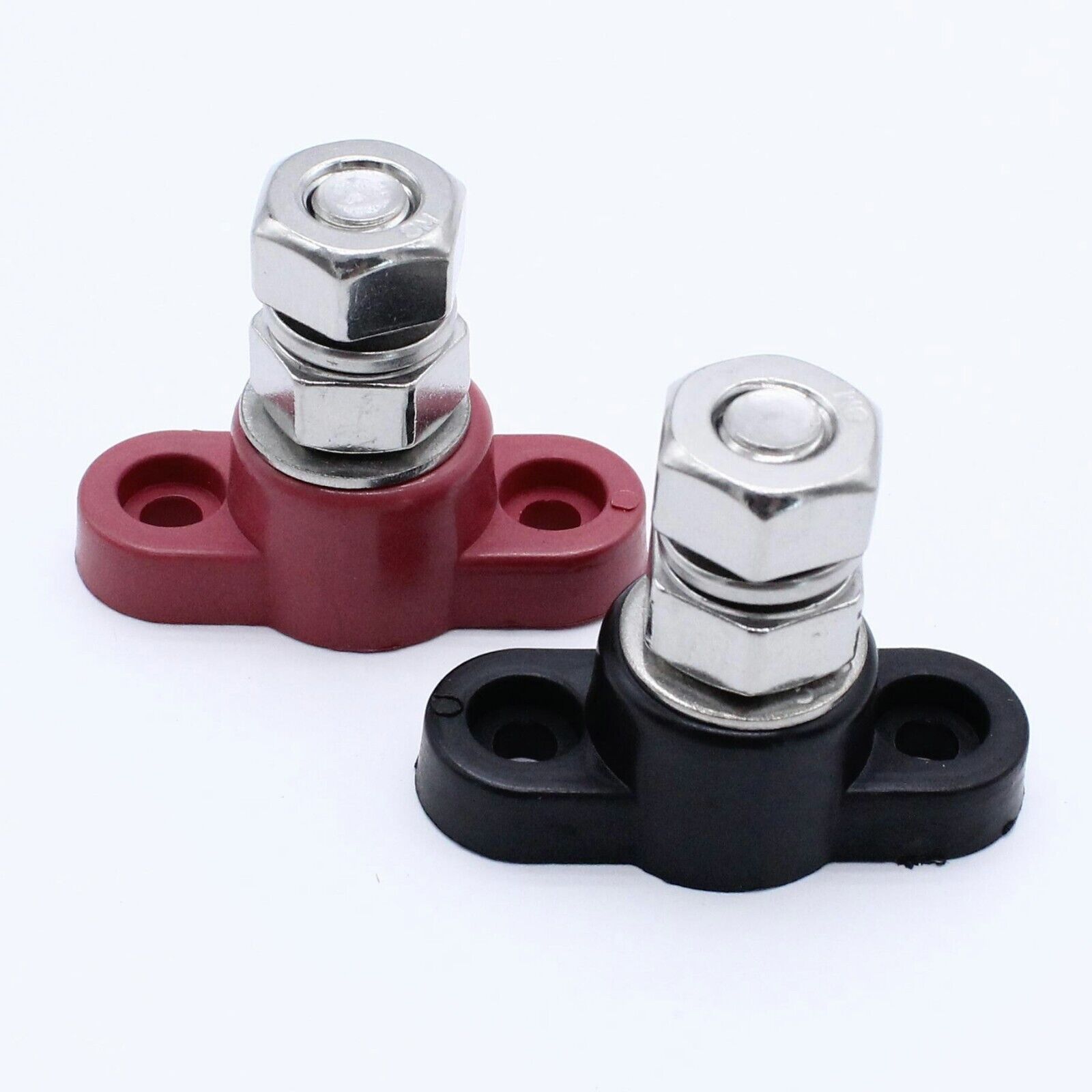 Red & Black Junction Block Power Post Set Insulated Terminal Stud 3/8\