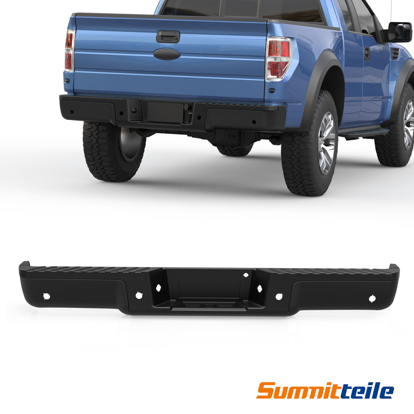 New Rear Bumper Assembly For 2009-2014 Ford F150 W/ Parking aid Sensor Holes