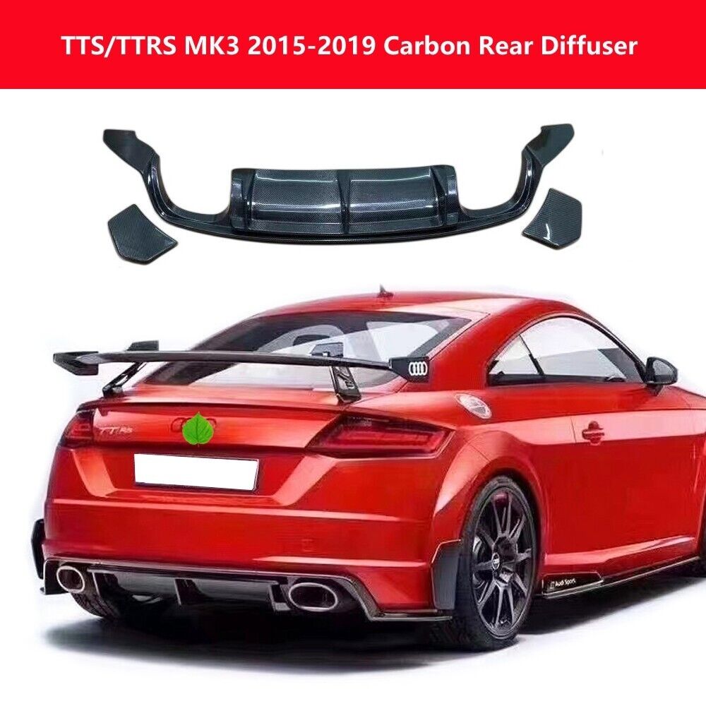 Fit Audi TTRS TTS MK3 8S 2015-2019 Real Carbon Fiber Rear Diffuser Spoiler