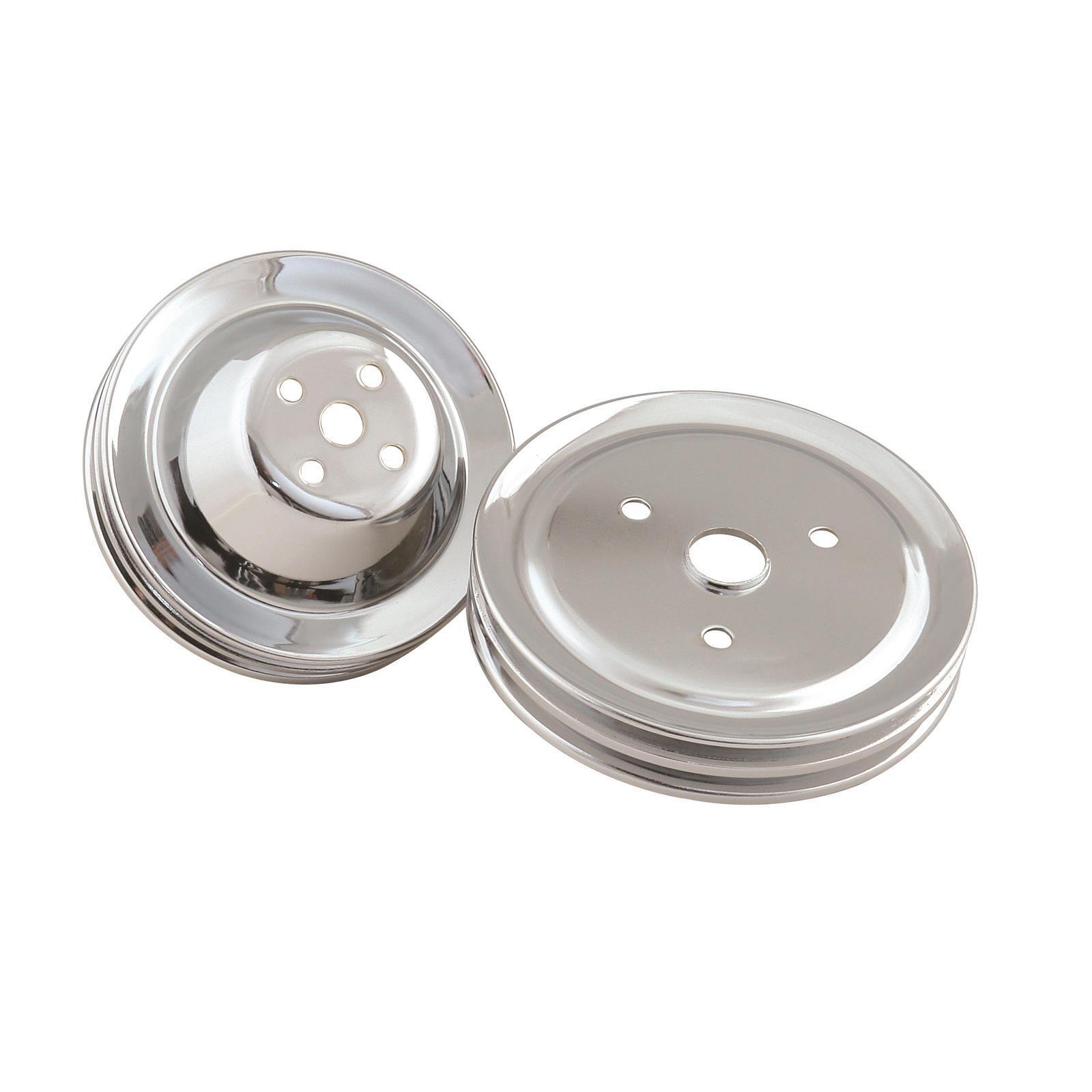 Mr Gasket 4961 Chrome Pulley Set, Two Groove, 1955-68 SBC