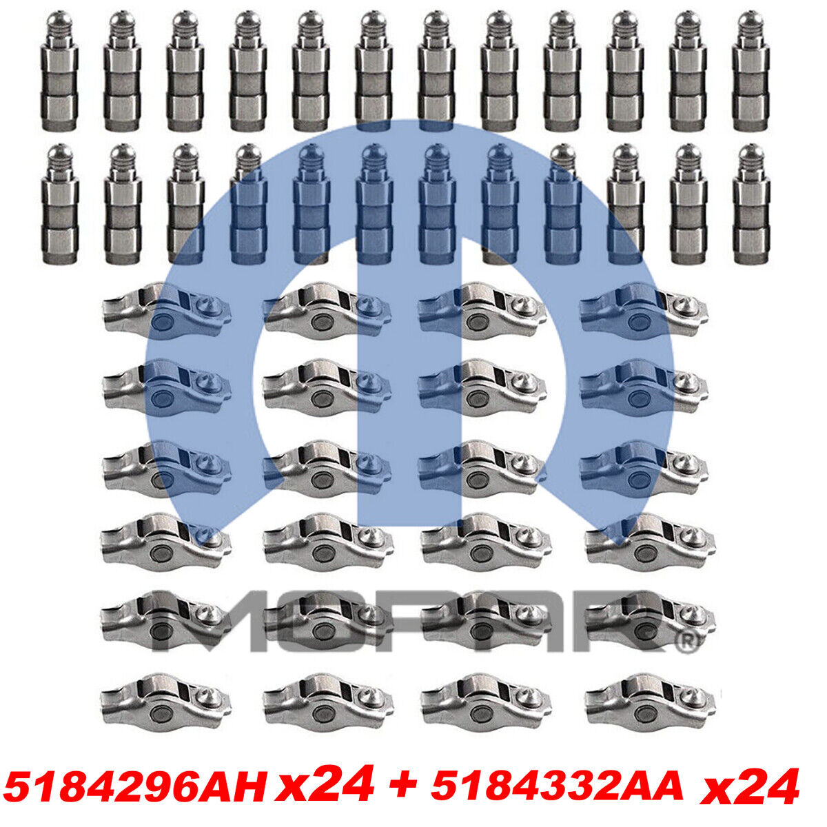 Mopar 24Pcs 5184296AH Arms + 24Pcs 5184332AA Lifter for 11-19 Dodge Ram Chrysler