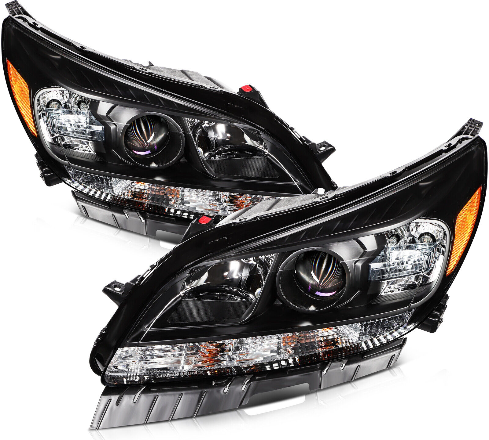 For 2013-2015 Chevrolet Malibu Black Housing Projector Headlight Assembly Pair