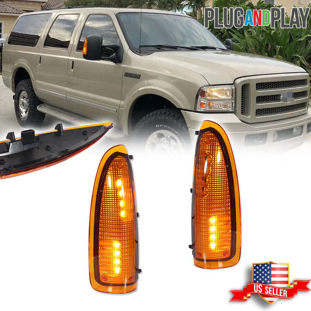 Amber Lens LED Side Mirror Signal Light Lamps For 03-07 Ford F250 F350 SuperDuty