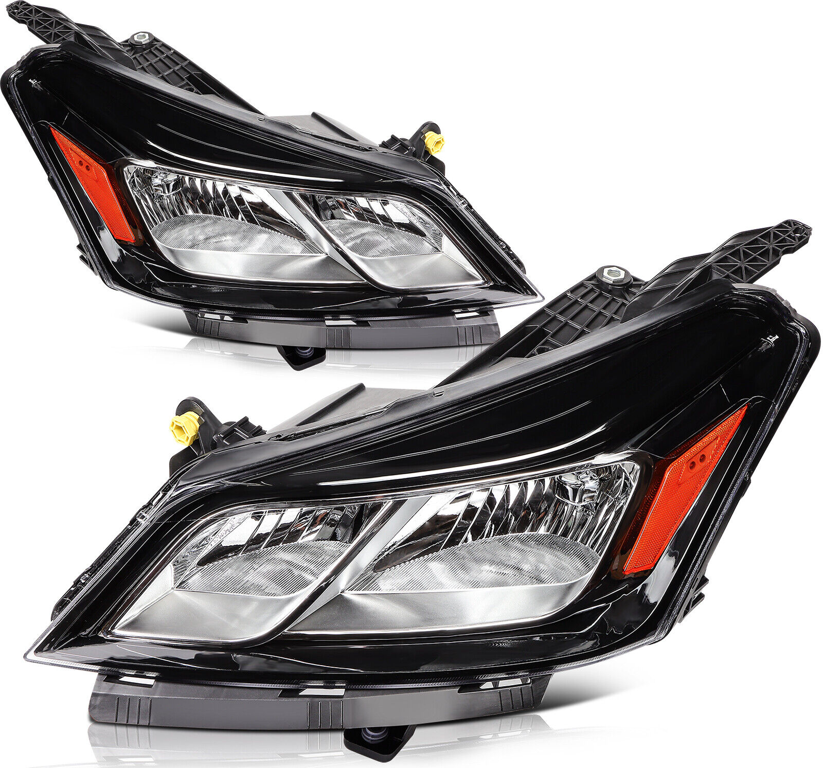 For Chevy Traverse 2013-2017 Front Headlights Assembly Set Black Housing Pair