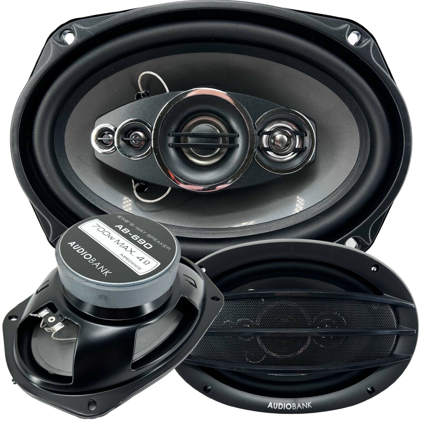2x Audiobank 6x9 1400 Watt Max 5-Way Car Audio Stereo Coaxial Speakers 6x9 Inch