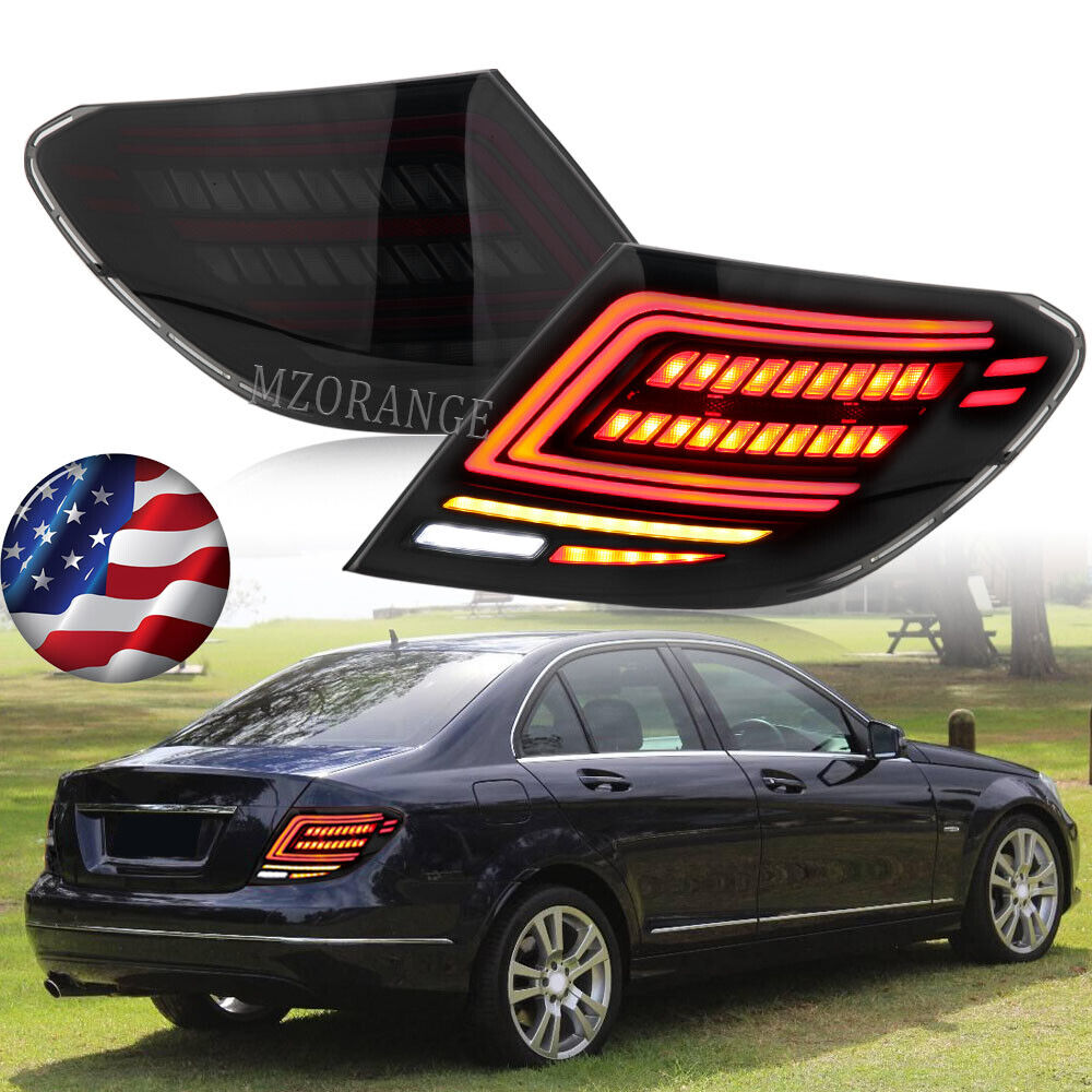 Smoked LED Tail Lights For Mercedes Benz W204 C200 C250 C300 2007 2008 2009-2014