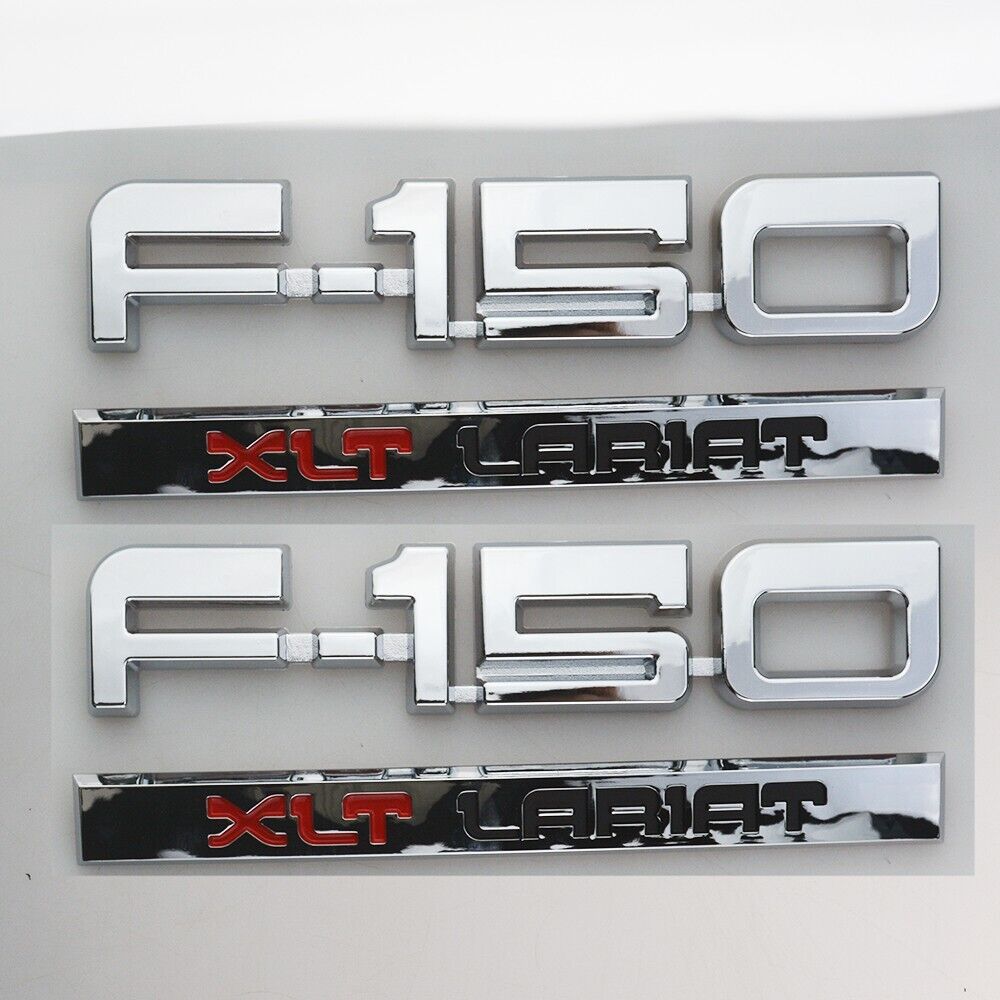 2Pc Fits1 987-91 F-1-5-0 XLT Lariat Emblems Side Badges Nameplate Chrome