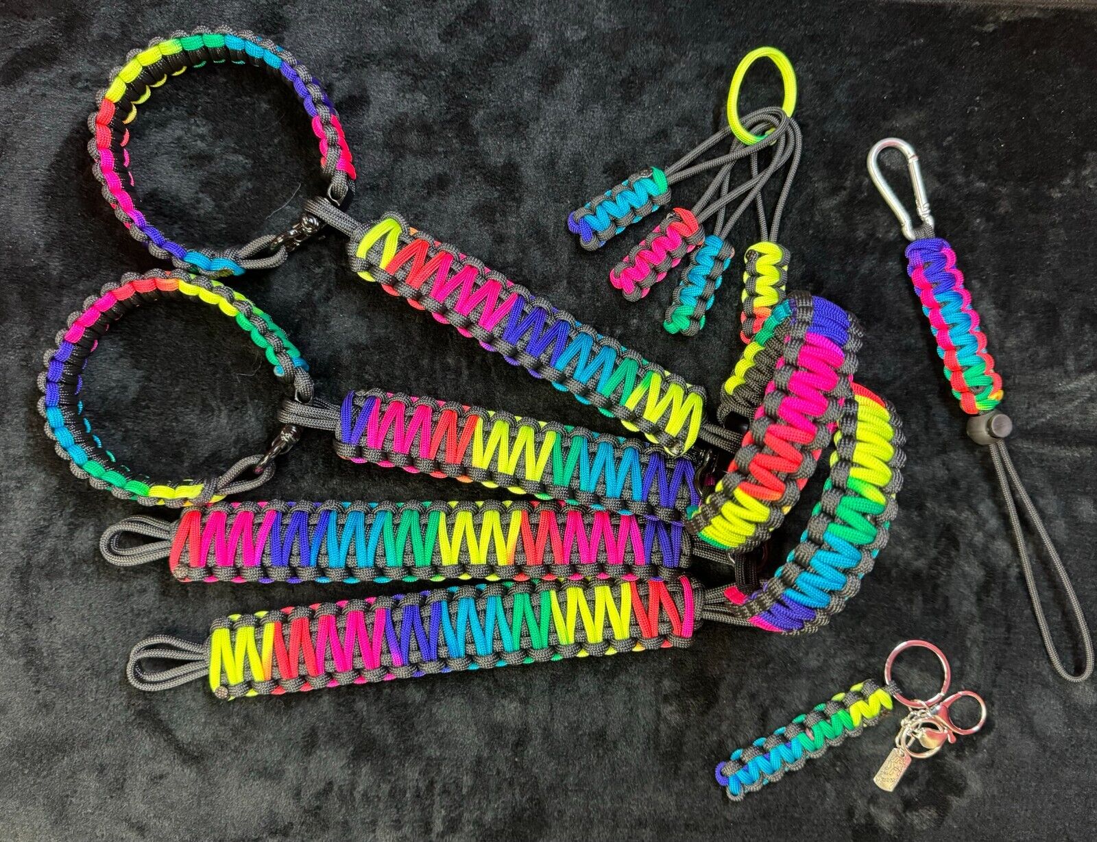 Bright Rainbow and Black 550 Paracord Grab Handles for a Wrangler 4x4 SxS
