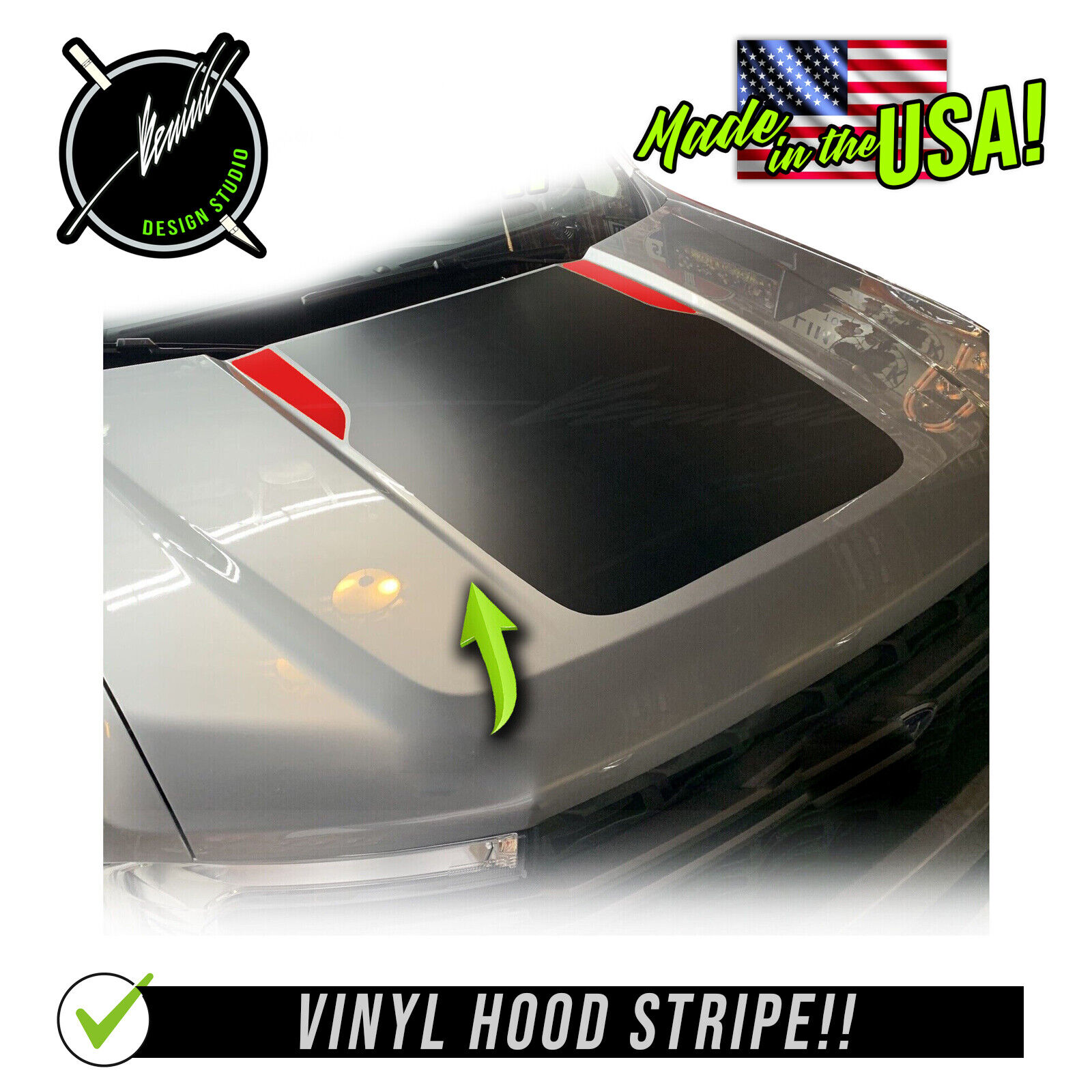 Hood Blackout Vinyl Racing Stripes Decals - Fits 2022 Ford Maverick