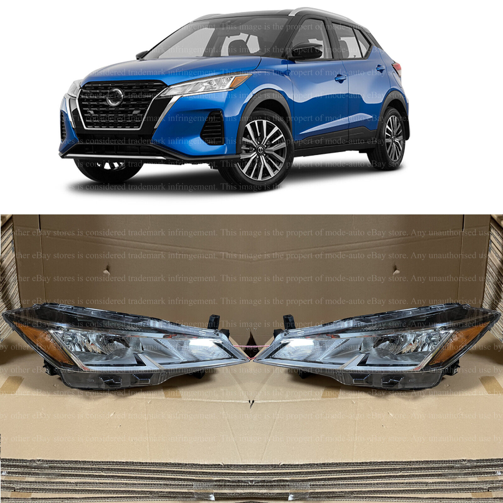 Halogen Headlights Assembly for 2021 2023 Nissan Kicks Driver Passenger Side Set