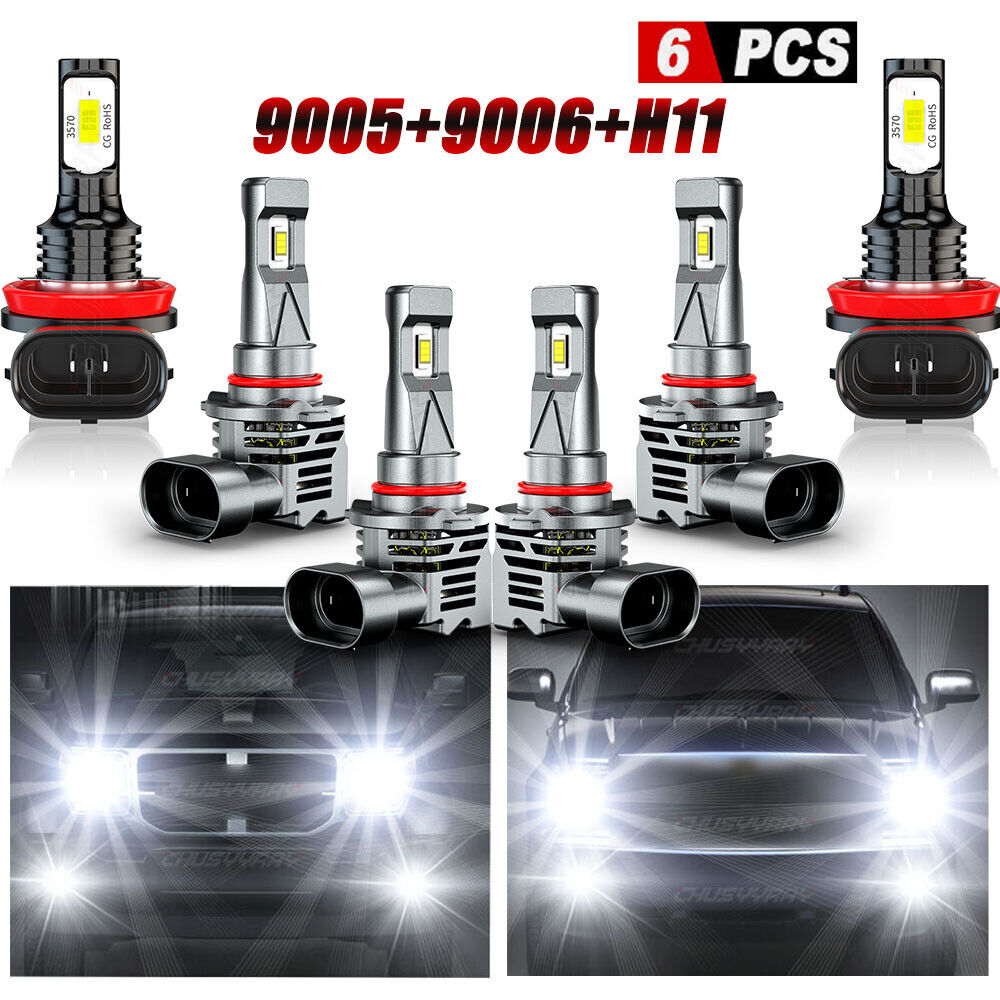 For Dodge Avenger 2013-2014 6000K LED Headlight HI/LO + Fog Light Bulbs Combo 6x