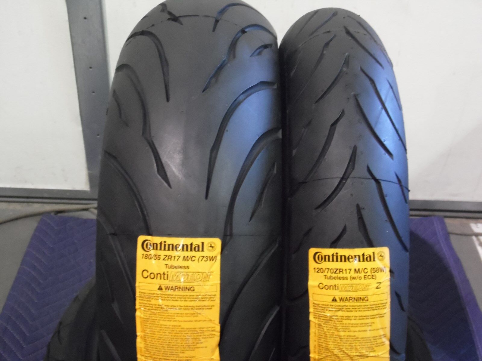 120/70ZR17 & 180/55ZR17 CONTINENTAL MOTORCYCLE 2 TIRE SET 120/70-17 180/55-17