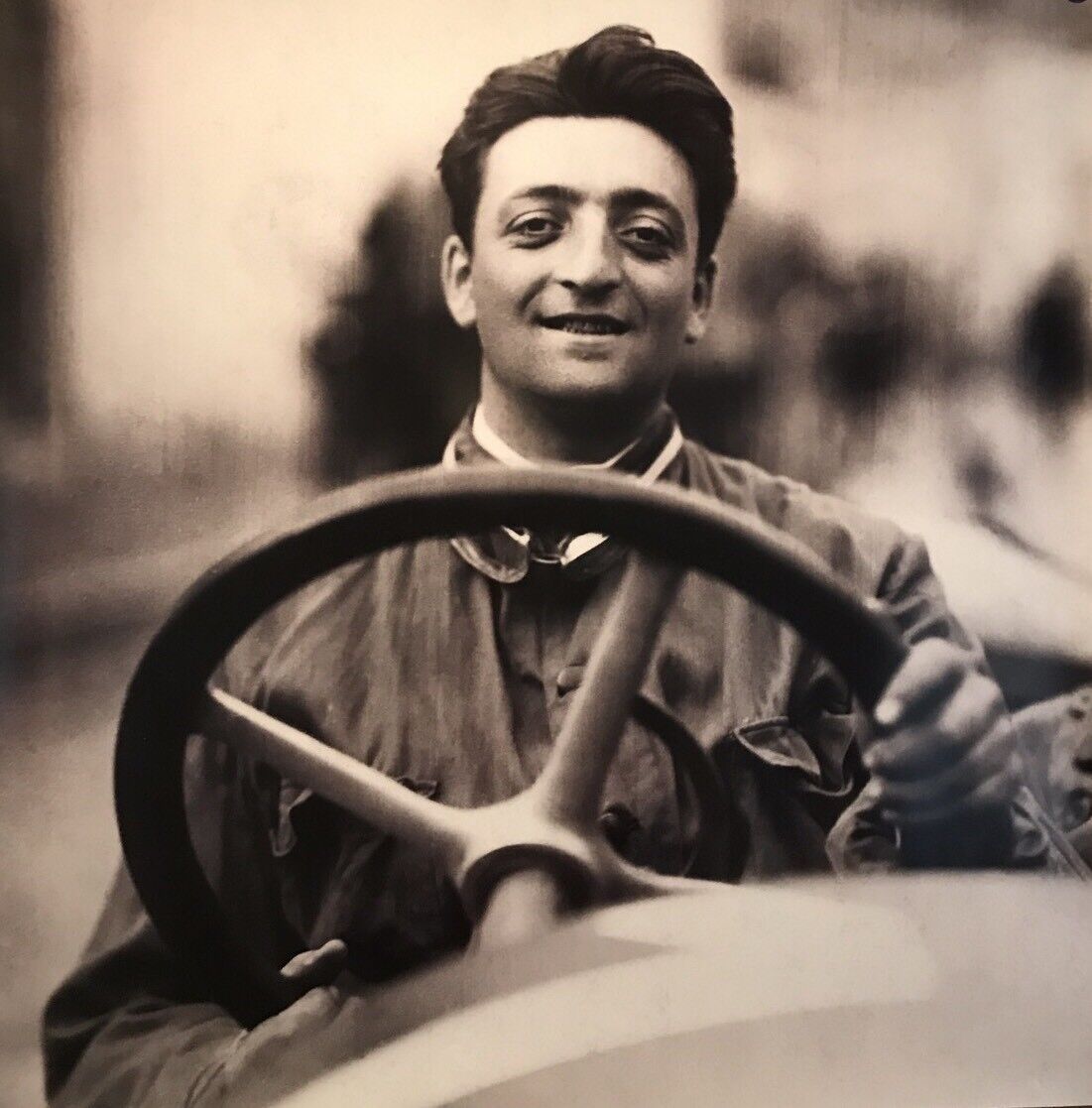 Enzo Ferrari Portrait Driving Factory Original Car Poster Extremely Rare