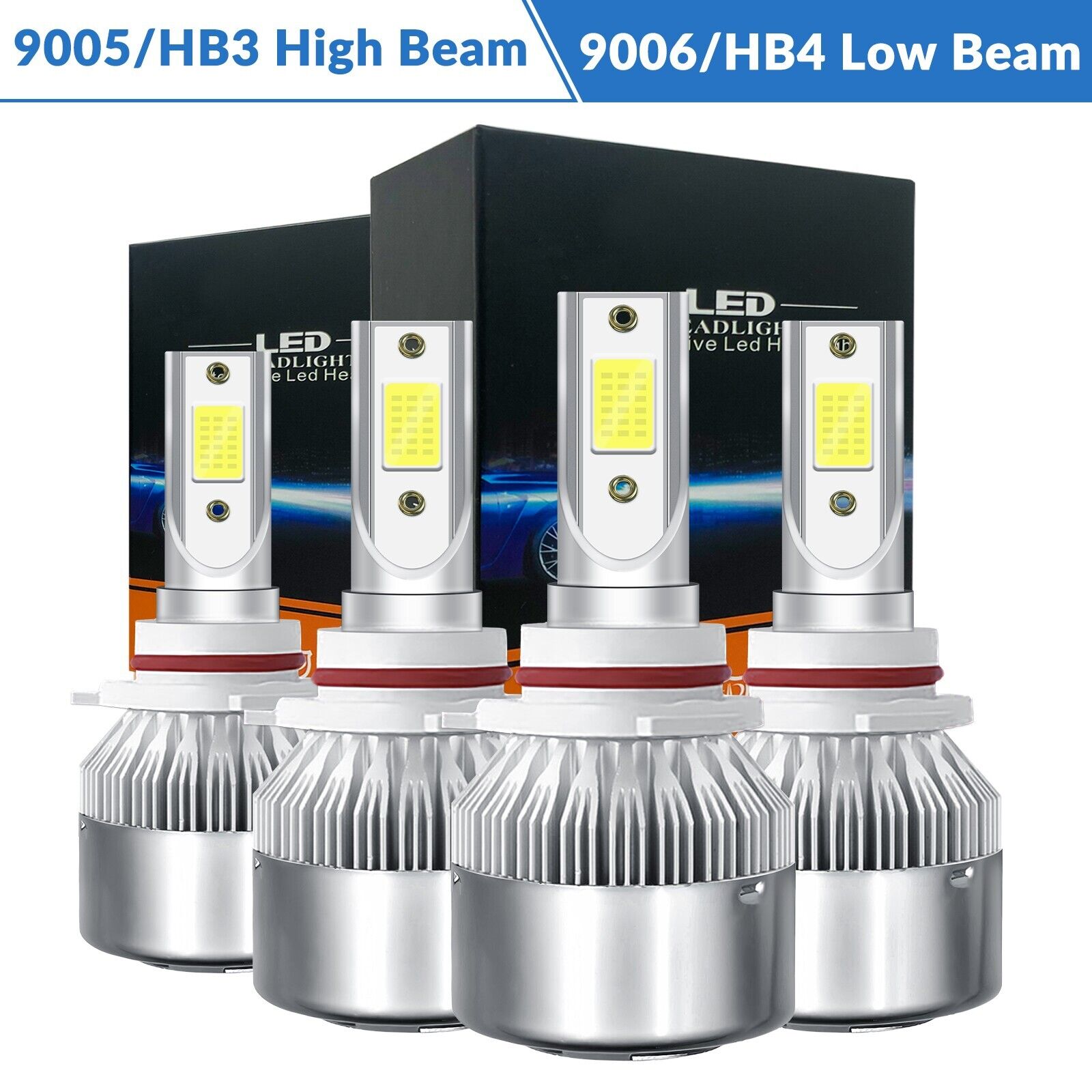 9005+9006 LED Combo COB LED Headlight Kit 360000LM Light Bulbs Hi/Low Beam 6000K