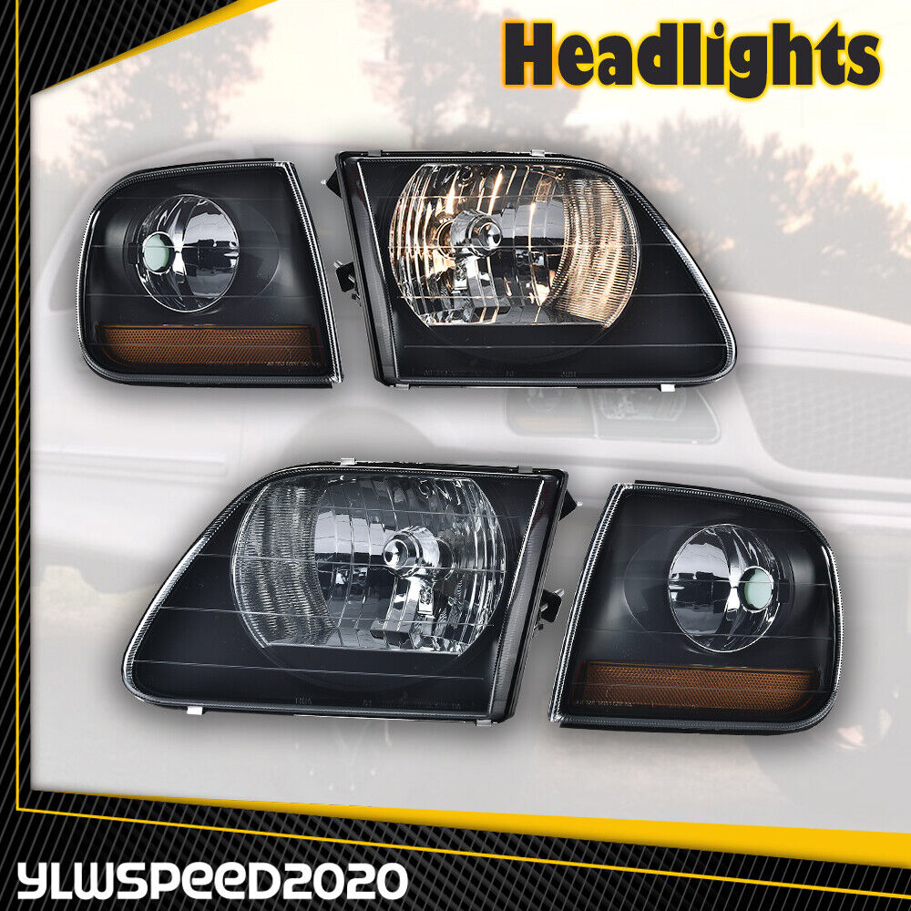 1Pair Lightning Style Headlights & Corner Parking Lights Fit For F150 Expedition
