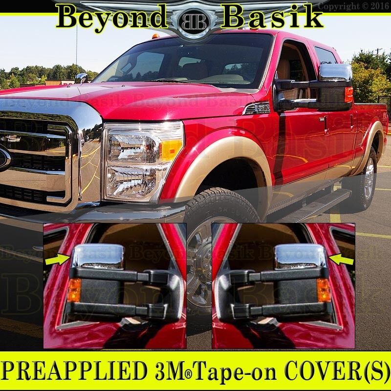 Chrome Mirror Covers 2008-2016 FORD F250 F350 SUPERDUTY TOWING Top Half Overlays