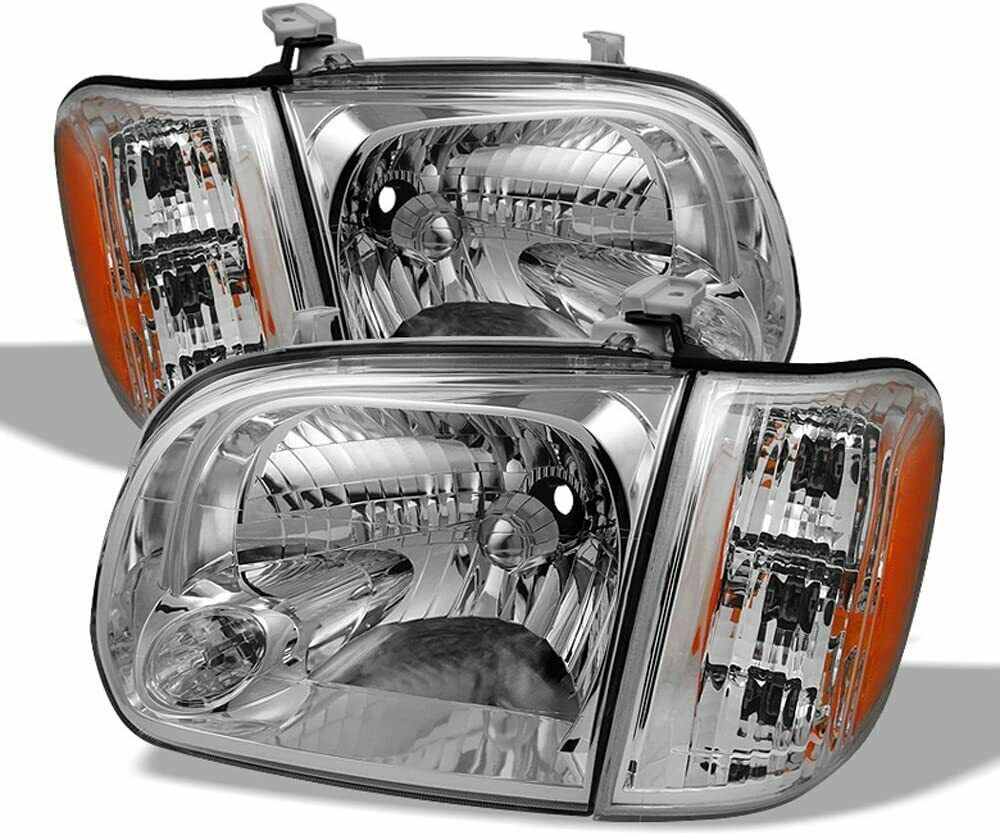 Fits 05-07 Toyota Sequoia/05-07 Tundra (Double Cab Only) 4pc Headlights Blk Set