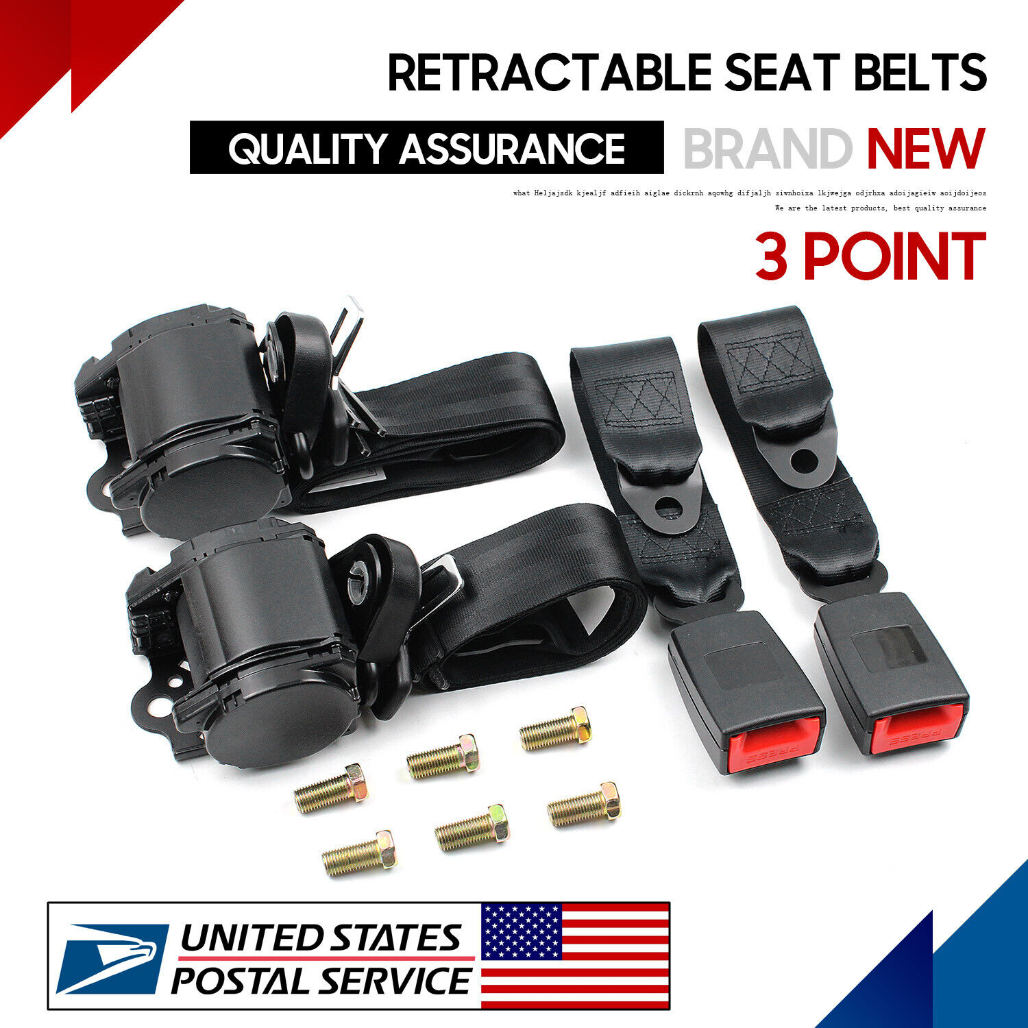 2 Universal 3 Point Retractable Seat Belts Fit For RAV4 1996-2017