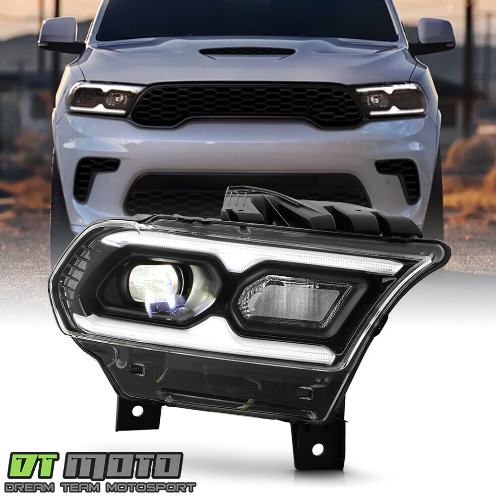 For 2021-2024 Dodge Durango Black w/Halogen Turn Signal LED Headlight Passenger