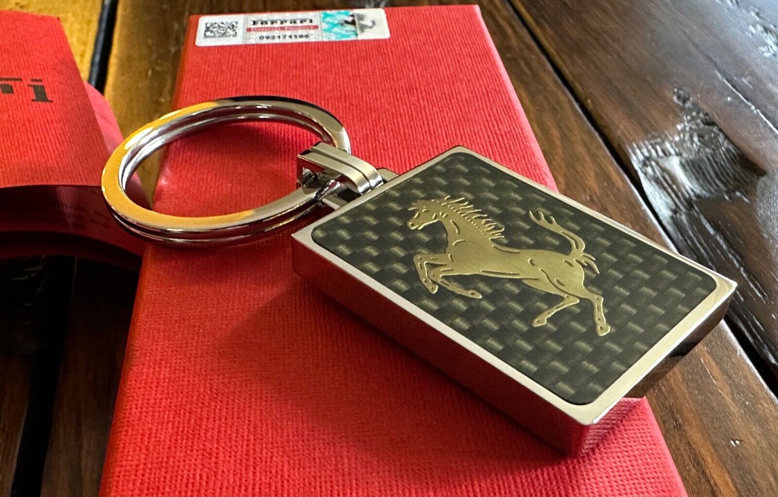 Genuine Ferrari Carbon Fiber Keyring By Damiani Made in Italy Collectible & RARE