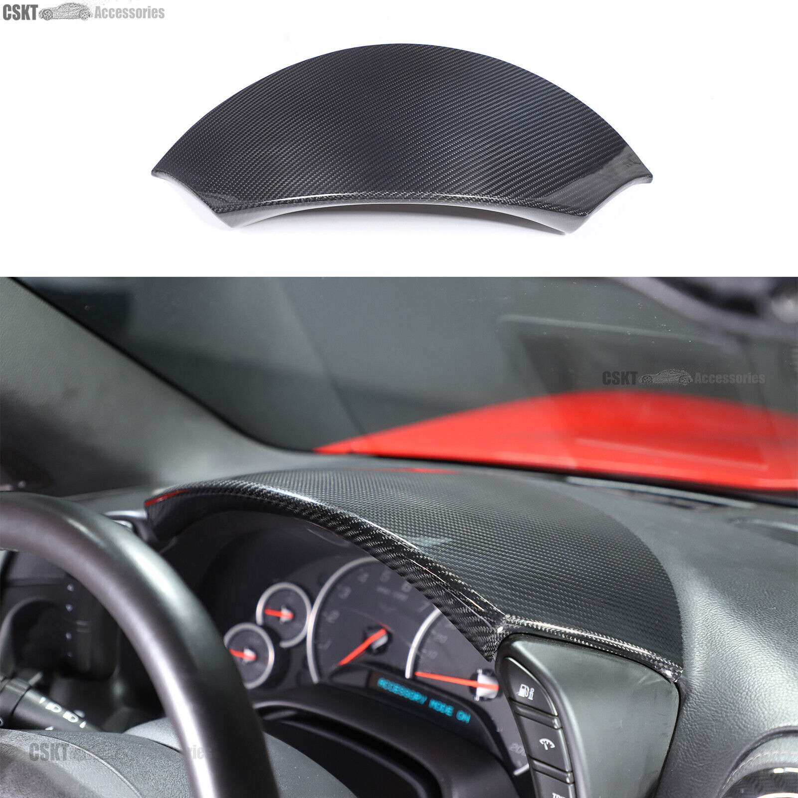 Real Carbon Fiber Dashboard Upper Overlay Trim cover Fit For Corvette C6 2005-13