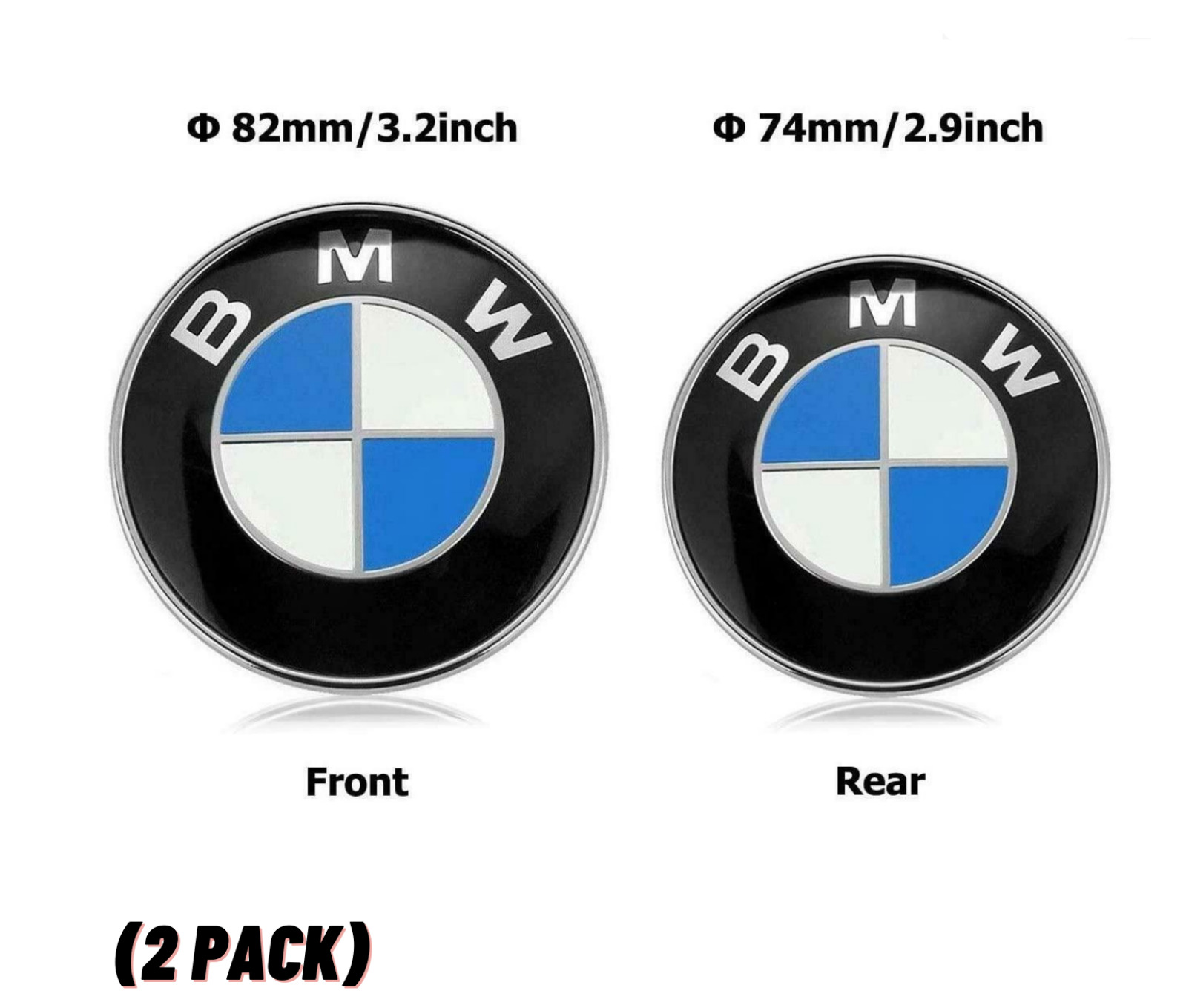 BMW Emblems Hood & Trunk 82mm + 74mm BMW Logo Replacement E30 E36 E46 Universal