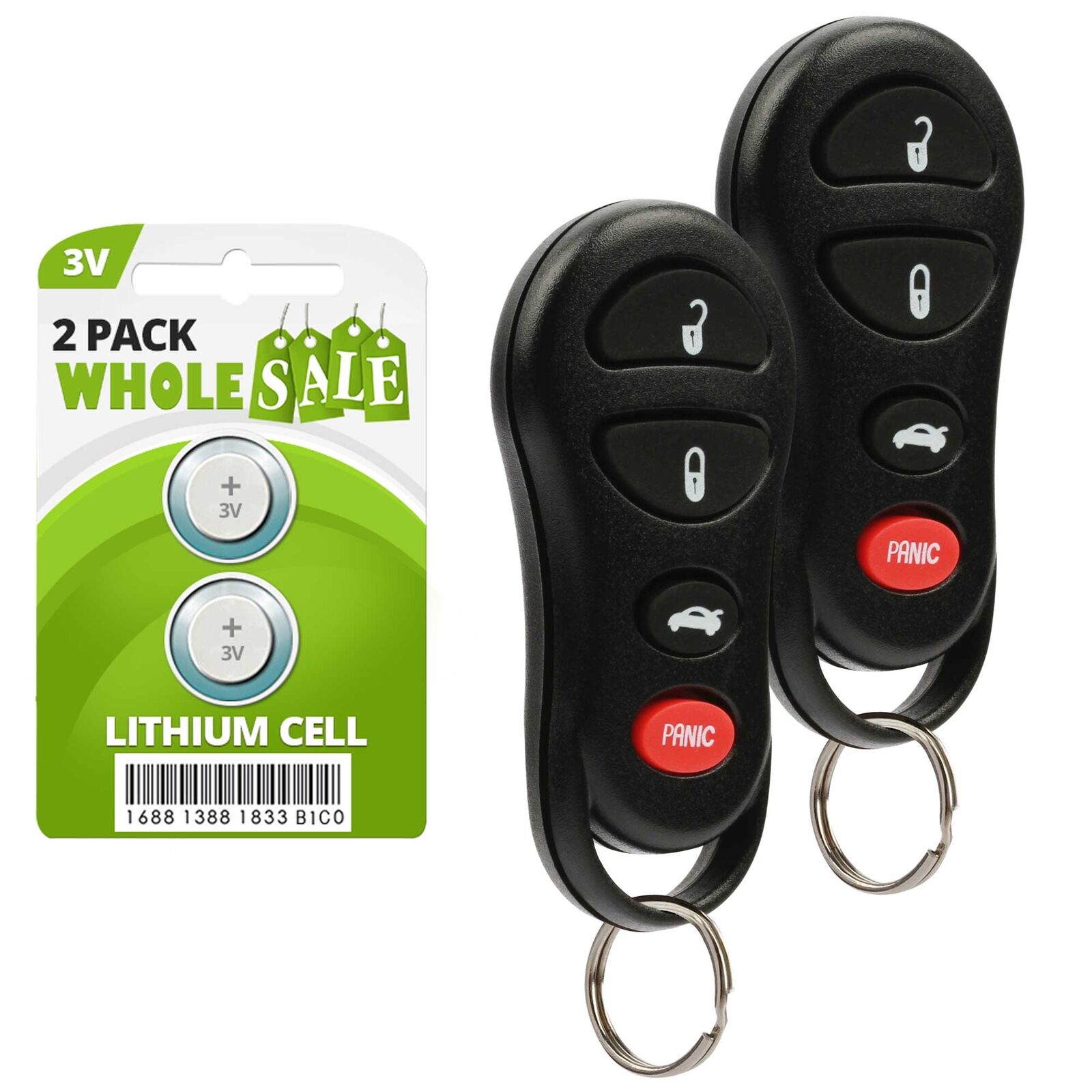 2 Replacement For 2001 2002 2003 2004 2005 2006 Chrysler Sebring Key Fob Remote
