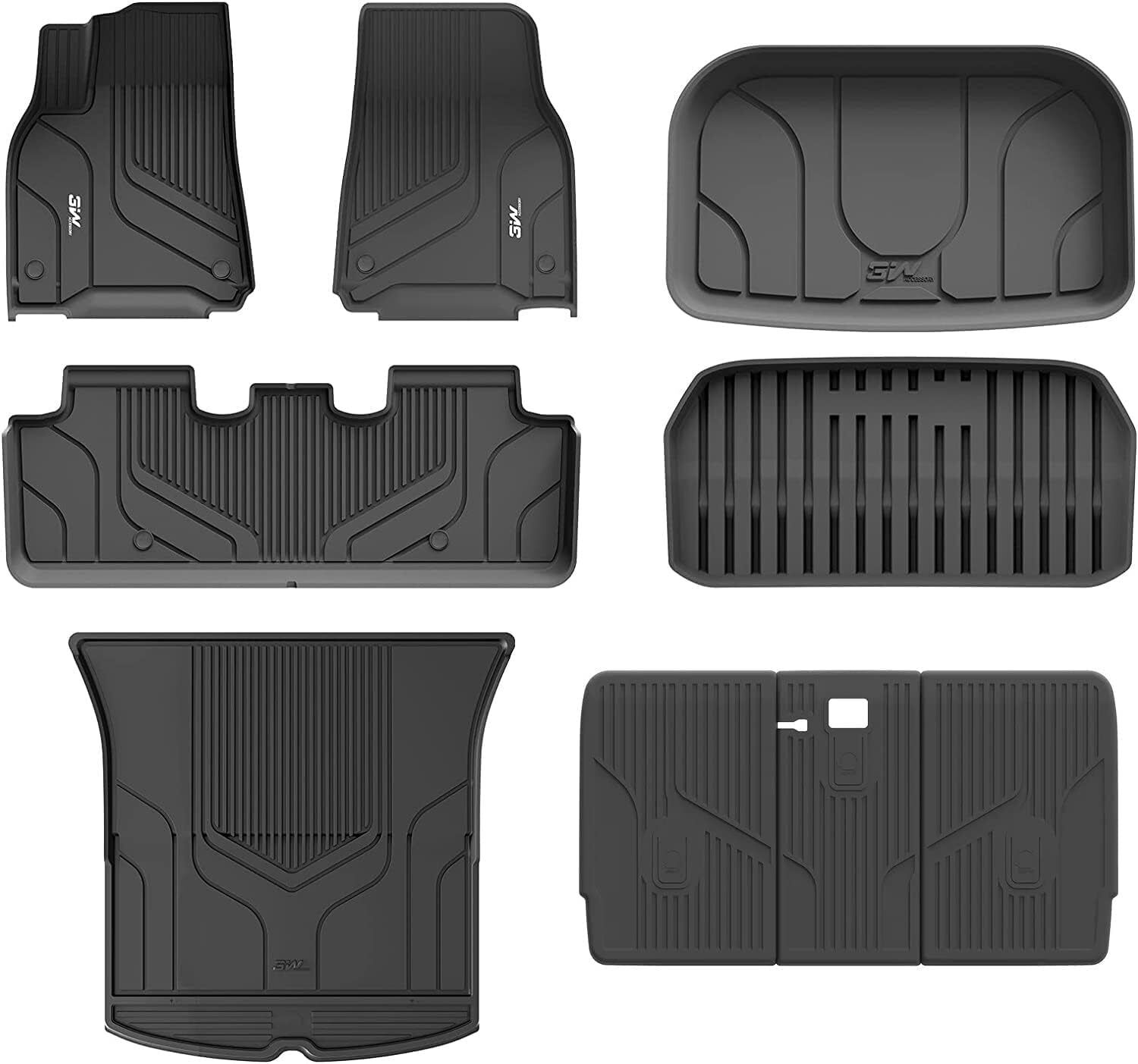Floor Mats Cargo Liner&Rear Seat Back Mats Accseeories for Tesla Model Y 2020-23