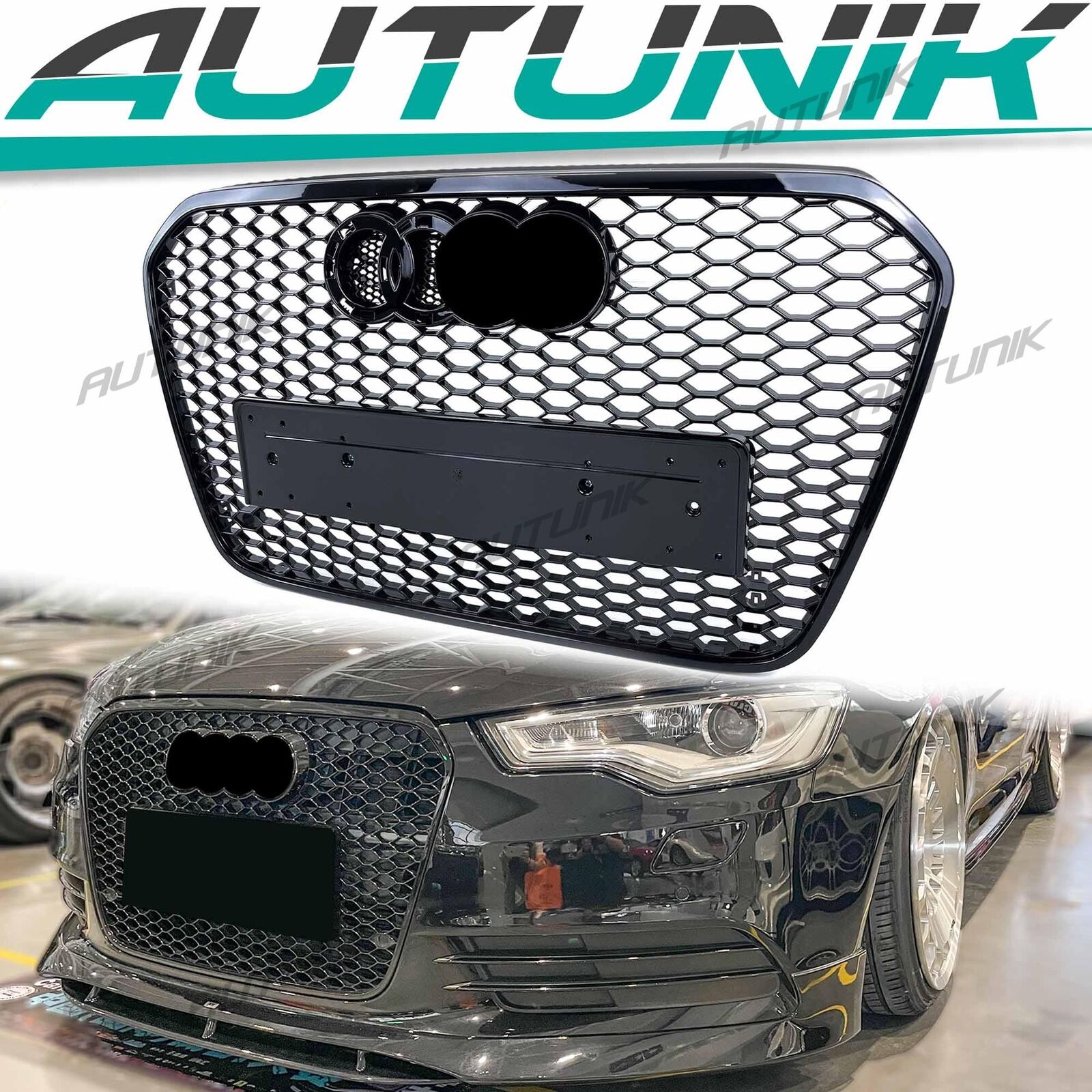 For 2012-2015 Audi A6 C7 S6 Honeycomb Front Bumper Grille RS6 Style