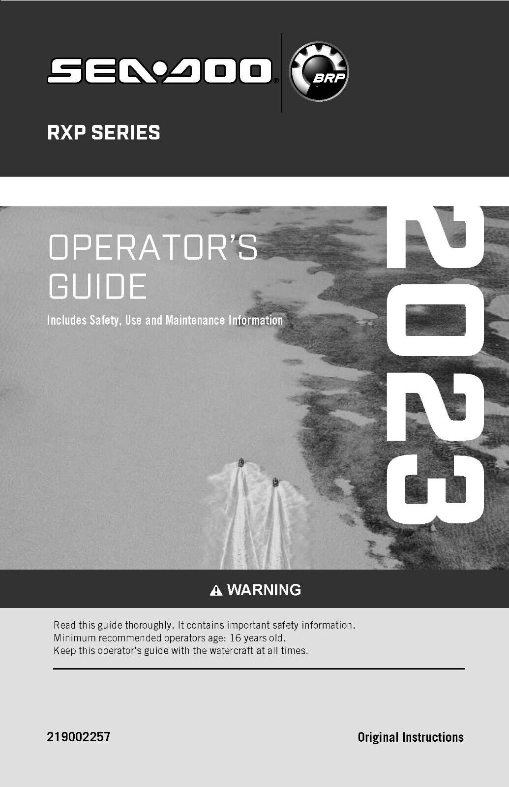 Sea-Doo Owners Manual Book Operator\'s Guide 2023 RXP-X RS 300