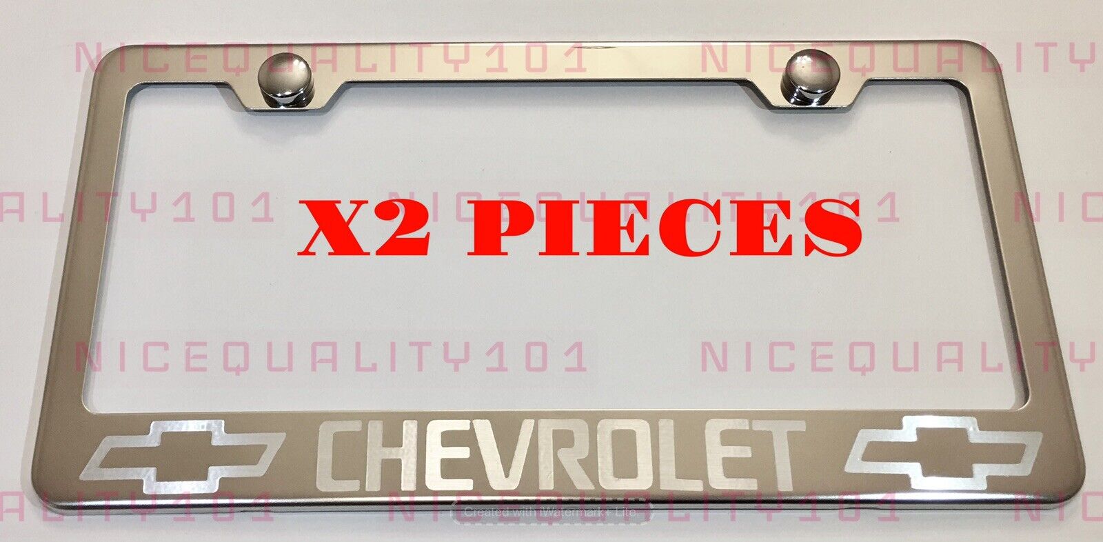 2X Chevy W/logo Stainless Steel Chrome Mirror Finished License Frame Holder
