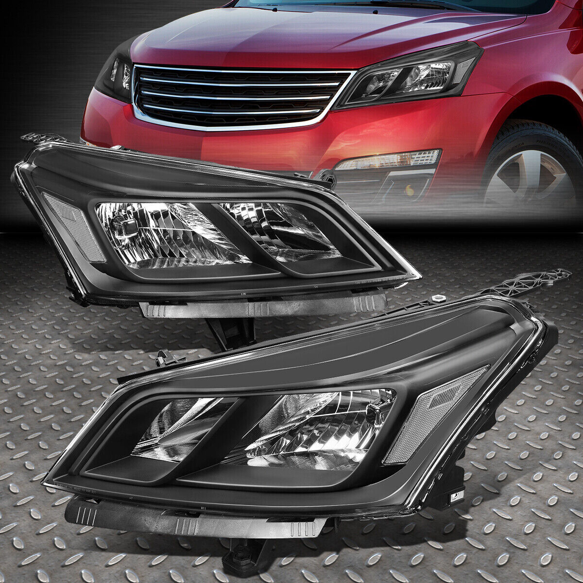 FOR 13-17 CHEVY TRAVERSE PAIR BLACK HOUSING CLEAR CORNER SIGNAL HEADLIGHT LAMPS
