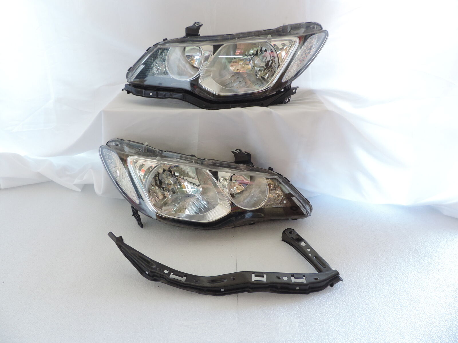 Black Housing Clear Lens DEPO Headlight Set +Bracket for 2006-11 JDM Honda Civic
