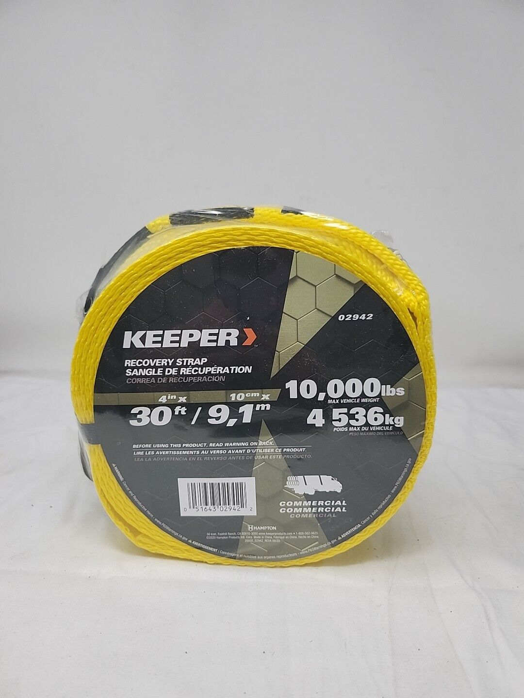 KEEPER 02942 30ft x  4in x 20,000 lbs. Vehicle Recovery Strap W/Protective Loops