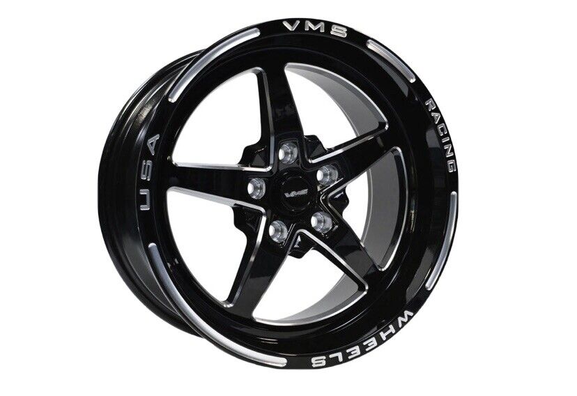 4x VMS Black Racing V Star Milled 5 Spoke Rims Wheels 17x9 5X100 ET +35