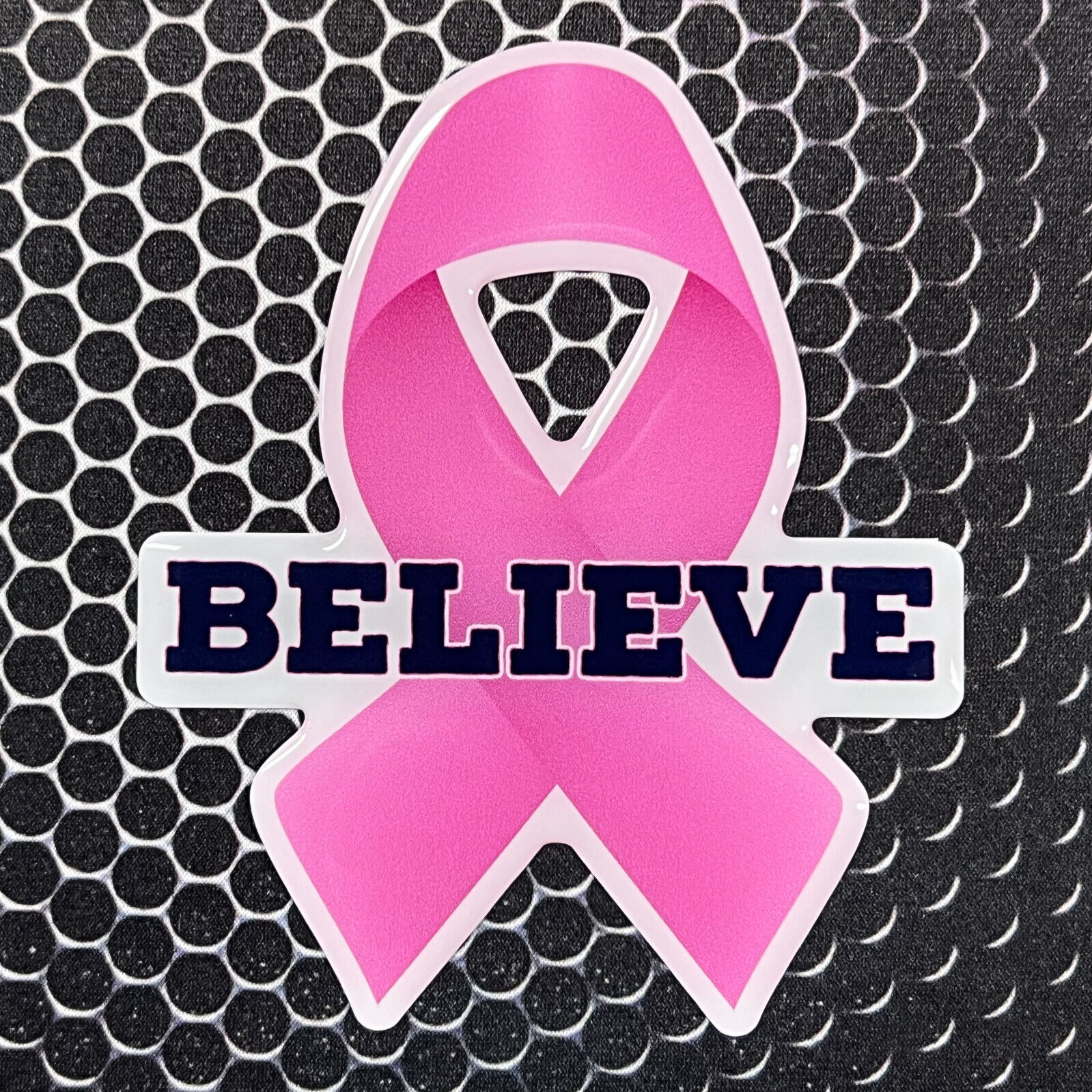 Pink Cancer Ribbon  Domed Decal Car sticker 3D 3.31\